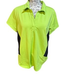 Lilly’s of Beverly Hills Athletic Polo Neon Green and Black Ventilated Relaxed‎